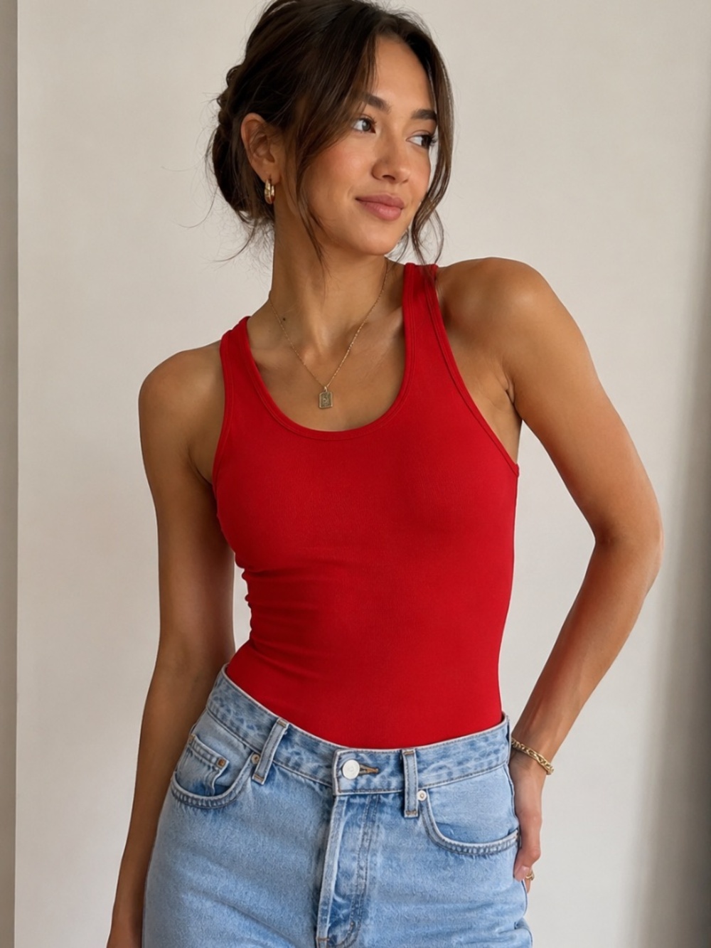 Aritzia "Babaton" Red Racerback Bodysuit- XS